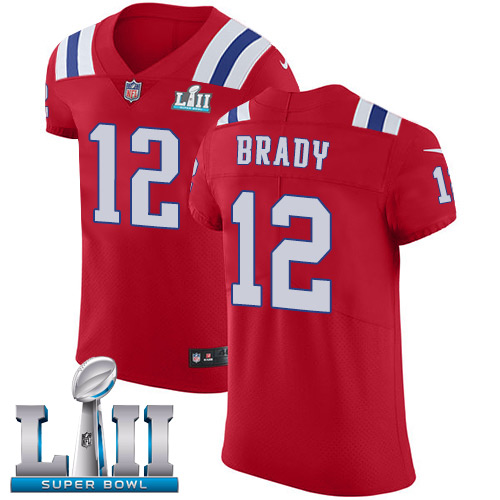 Nike Patriots #12 Tom Brady Red Alternate Super Bowl LII Men's Stitched NFL Vapor Untouchable Elite Jersey - Click Image to Close